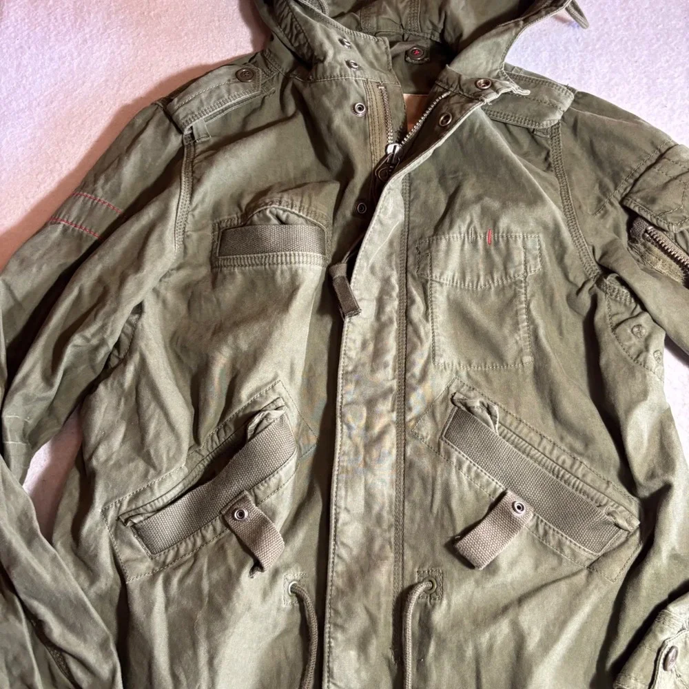 GAP Project RED‎ Mens XS Olive Green Military M-51 Fishtail Parka Hooded Jacket